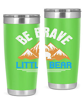 Be Brave Little Bear tumbler featuring a cute bear design, made of stainless steel with a copper lining, perfect for hot and cold beverages.