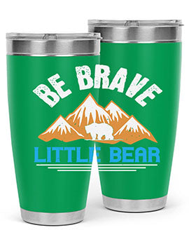 Be Brave Little Bear tumbler featuring a cute bear design, made of stainless steel with a copper lining, perfect for hot and cold beverages.