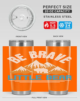 Be Brave Little Bear tumbler featuring a cute bear design, made of stainless steel with a copper lining, perfect for hot and cold beverages.