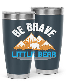 Be Brave Little Bear tumbler featuring a cute bear design, made of stainless steel with a copper lining, perfect for hot and cold beverages.