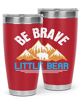 Be Brave Little Bear tumbler featuring a cute bear design, made of stainless steel with a copper lining, perfect for hot and cold beverages.