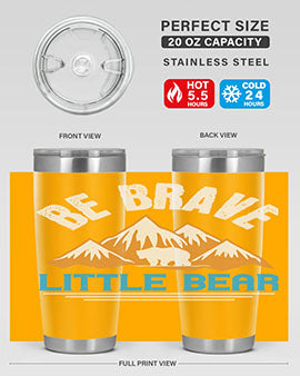 Be Brave Little Bear tumbler featuring a cute bear design, made of stainless steel with a copper lining, perfect for hot and cold beverages.