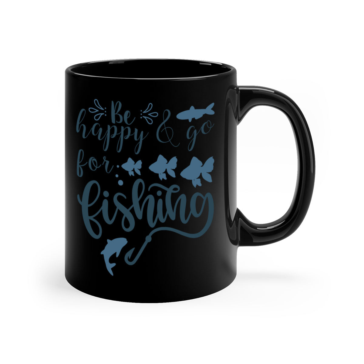 Be Happy and Go 179# Fishing Mug with colorful handle and glossy finish, perfect for coffee or tea.