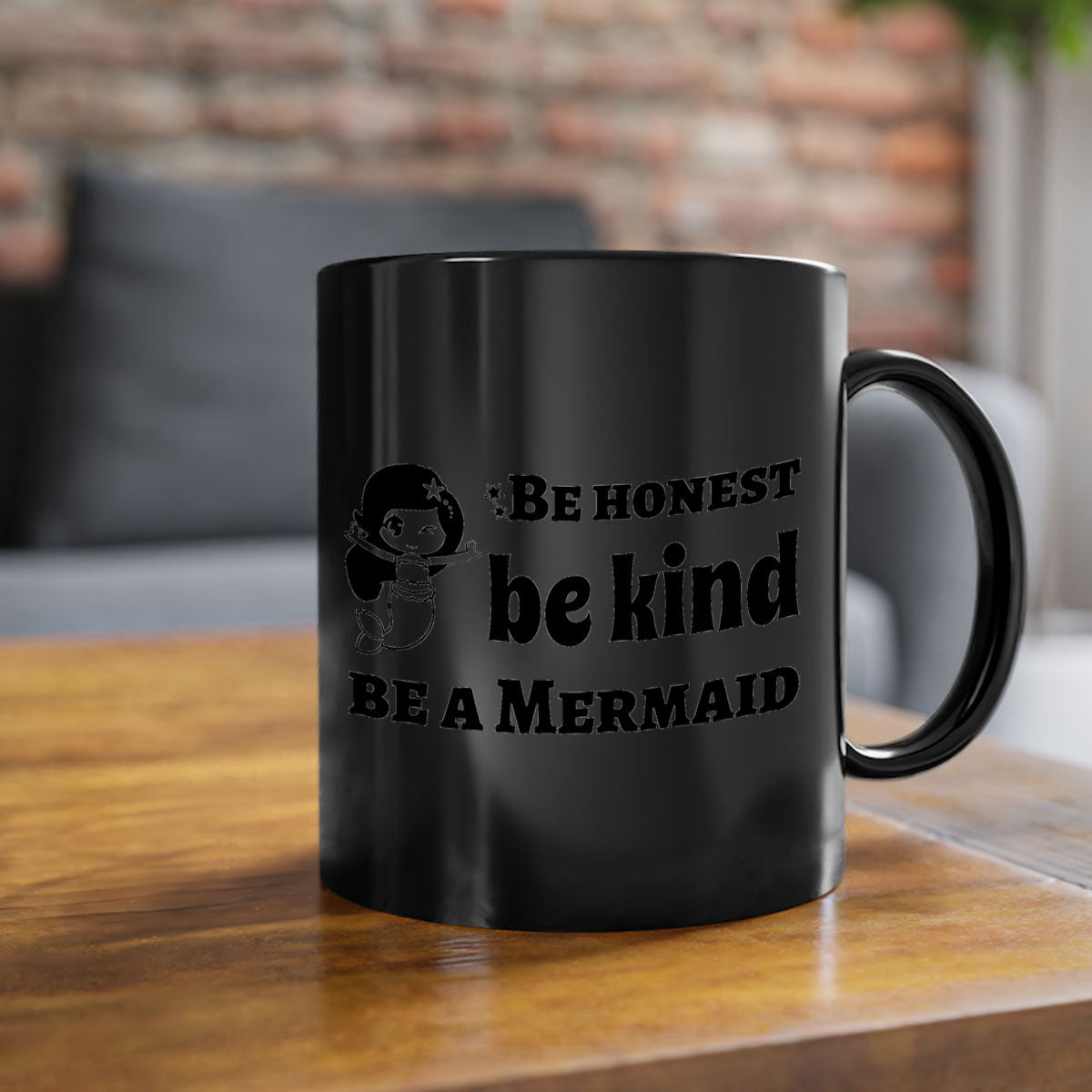 Be Honest Be Kind Be 56# Mermaid Mug with colorful handle and glossy finish, perfect for coffee or tea.