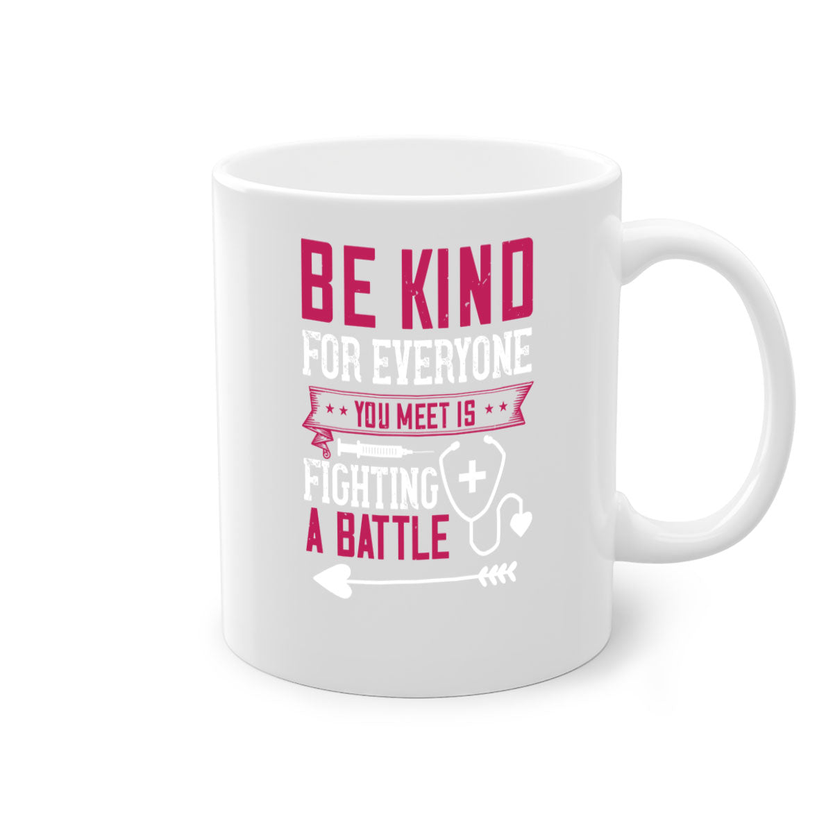 BE KIND mug featuring a motivational quote, available in multiple colors with a glossy finish and easy-grip handle.