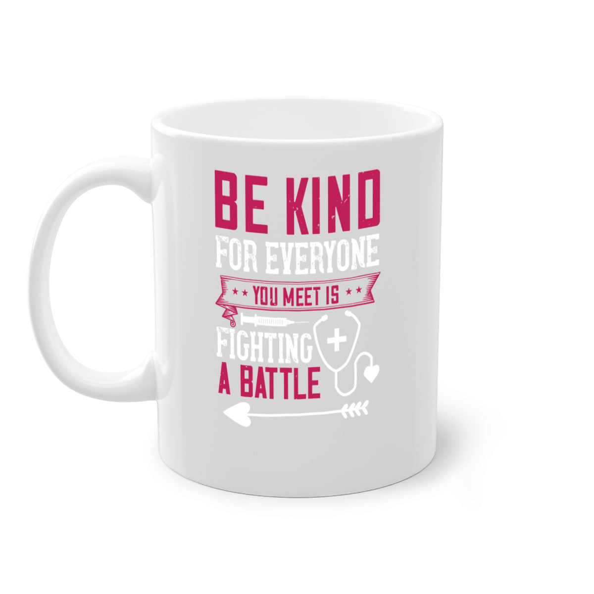 BE KIND mug featuring a motivational quote, available in multiple colors with a glossy finish and easy-grip handle.