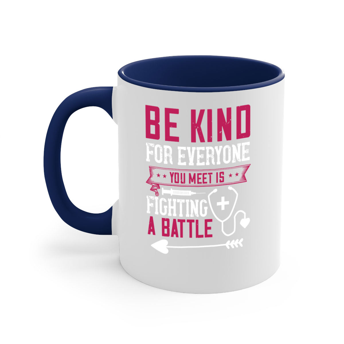 BE KIND mug featuring a motivational quote, available in multiple colors with a glossy finish and easy-grip handle.