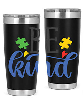 be kind Style 8# autism tumbler in stainless steel with a vibrant design promoting kindness and autism awareness.