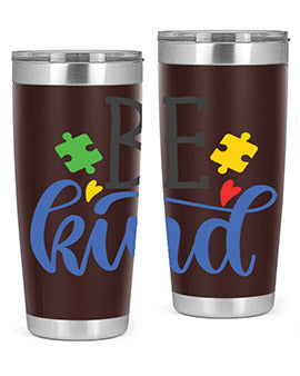 be kind Style 8# autism tumbler in stainless steel with a vibrant design promoting kindness and autism awareness.