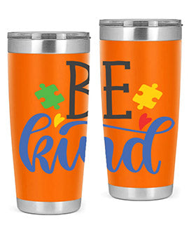 be kind Style 8# autism tumbler in stainless steel with a vibrant design promoting kindness and autism awareness.