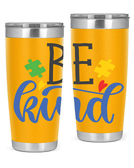 be kind Style 8# autism tumbler in stainless steel with a vibrant design promoting kindness and autism awareness.