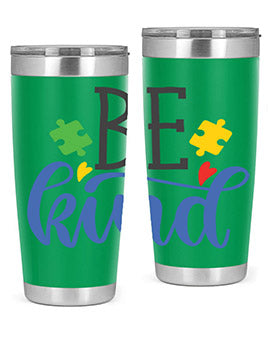 be kind Style 8# autism tumbler in stainless steel with a vibrant design promoting kindness and autism awareness.