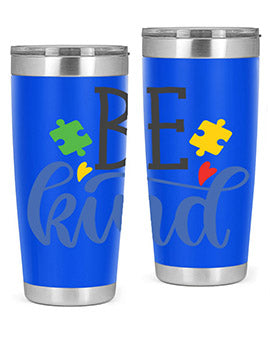 be kind Style 8# autism tumbler in stainless steel with a vibrant design promoting kindness and autism awareness.