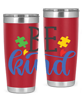 be kind Style 8# autism tumbler in stainless steel with a vibrant design promoting kindness and autism awareness.