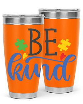 be kind Style 8# autism tumbler in stainless steel with a vibrant design promoting kindness and autism awareness.