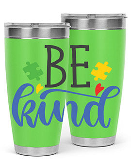 be kind Style 8# autism tumbler in stainless steel with a vibrant design promoting kindness and autism awareness.