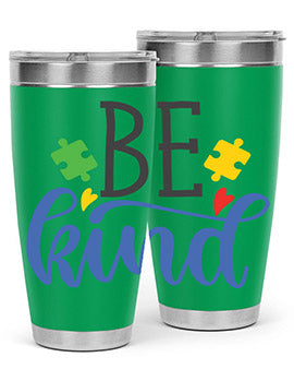 be kind Style 8# autism tumbler in stainless steel with a vibrant design promoting kindness and autism awareness.