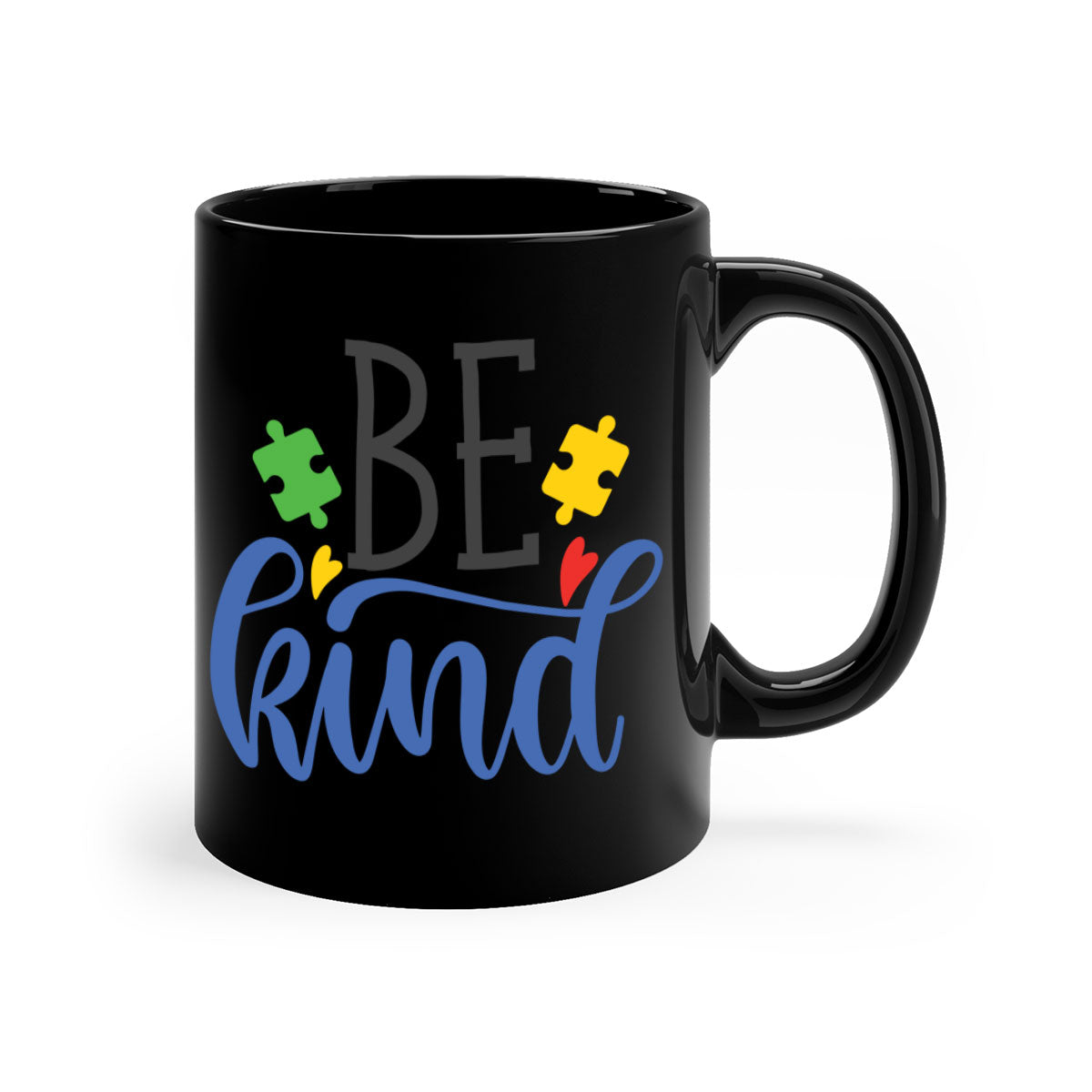 A stylish be kind Style 8# autism mug featuring a two-tone design with a colored handle and glossy finish, available in multiple colors.