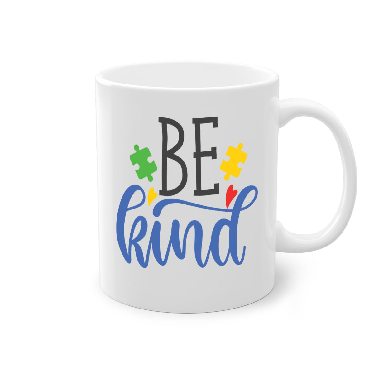 A stylish be kind Style 8# autism mug featuring a two-tone design with a colored handle and glossy finish, available in multiple colors.