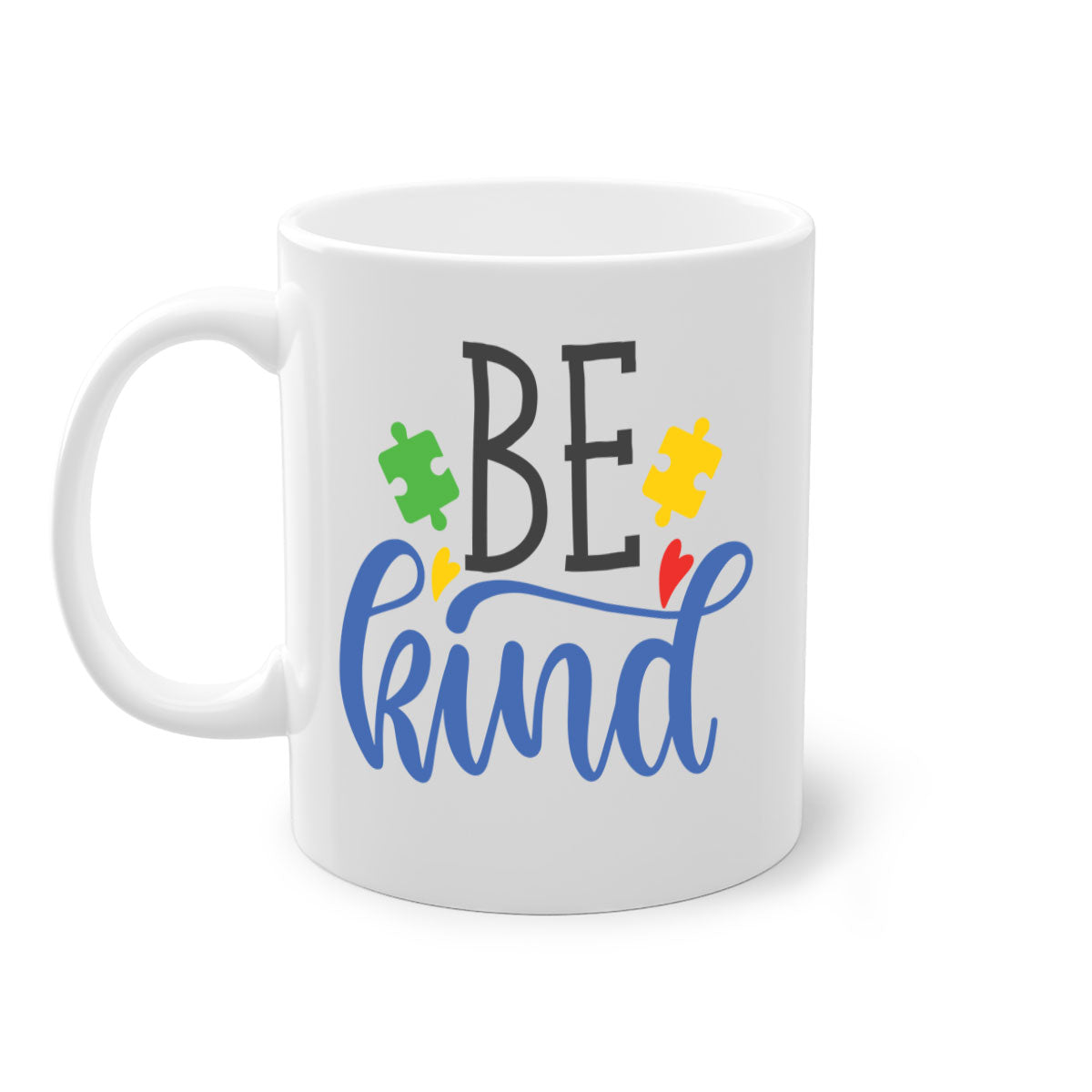 A stylish be kind Style 8# autism mug featuring a two-tone design with a colored handle and glossy finish, available in multiple colors.