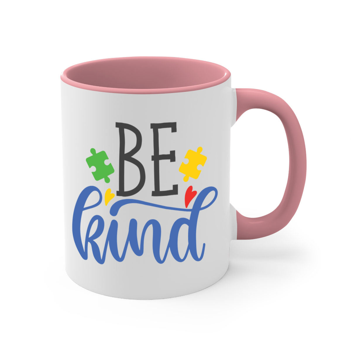 A stylish be kind Style 8# autism mug featuring a two-tone design with a colored handle and glossy finish, available in multiple colors.