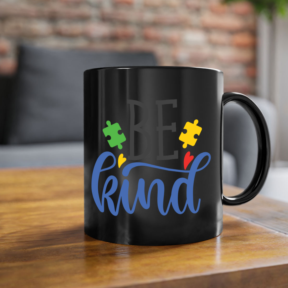 A stylish be kind Style 8# autism mug featuring a two-tone design with a colored handle and glossy finish, available in multiple colors.