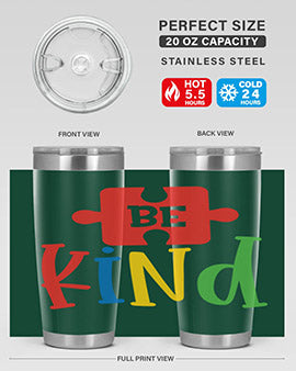 Be Kind Style 9# autism tumbler, 20oz double wall vacuum stainless steel with a colorful design promoting kindness.