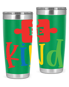 Be Kind Style 9# autism tumbler, 20oz double wall vacuum stainless steel with a colorful design promoting kindness.