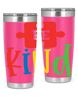 Be Kind Style 9# autism tumbler, 20oz double wall vacuum stainless steel with a colorful design promoting kindness.