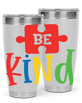 Be Kind Style 9# autism tumbler, 20oz double wall vacuum stainless steel with a colorful design promoting kindness.