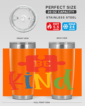 Be Kind Style 9# autism tumbler, 20oz double wall vacuum stainless steel with a colorful design promoting kindness.