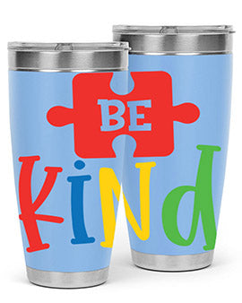 Be Kind Style 9# autism tumbler, 20oz double wall vacuum stainless steel with a colorful design promoting kindness.