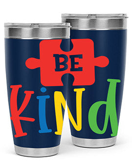 Be Kind Style 9# autism tumbler, 20oz double wall vacuum stainless steel with a colorful design promoting kindness.