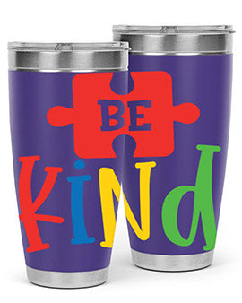 Be Kind Style 9# autism tumbler, 20oz double wall vacuum stainless steel with a colorful design promoting kindness.