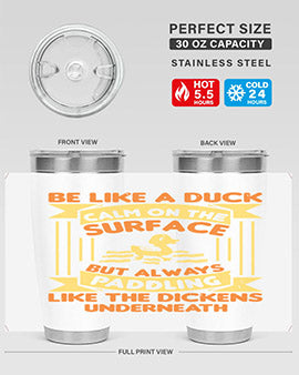 Be like a duck Style 17# Tumbler, a 20oz double wall vacuum stainless steel tumbler with a drink-thru lid, perfect for hot and cold beverages.