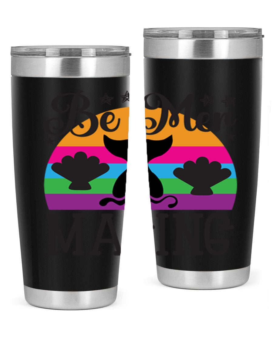 Be mer maging 57# Mermaid Tumbler, a stylish 20oz stainless steel tumbler with double wall vacuum insulation and a drink-thru lid.