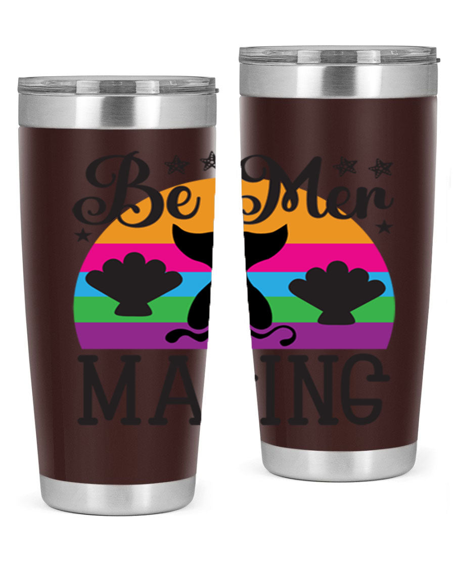 Be mer maging 57# Mermaid Tumbler, a stylish 20oz stainless steel tumbler with double wall vacuum insulation and a drink-thru lid.