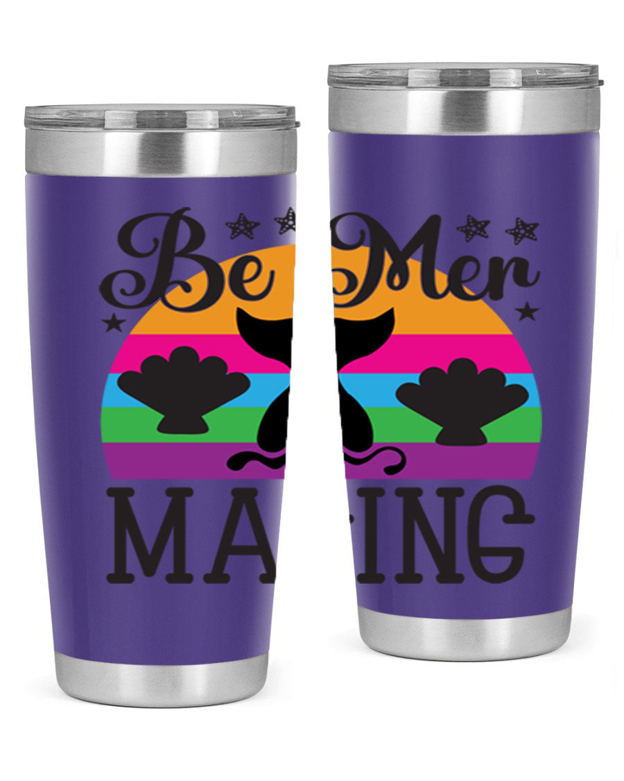 Be mer maging 57# Mermaid Tumbler, a stylish 20oz stainless steel tumbler with double wall vacuum insulation and a drink-thru lid.