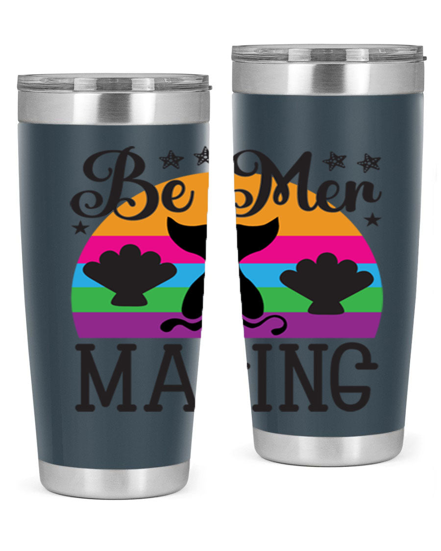 Be mer maging 57# Mermaid Tumbler, a stylish 20oz stainless steel tumbler with double wall vacuum insulation and a drink-thru lid.