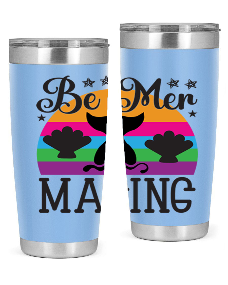 Be mer maging 57# Mermaid Tumbler, a stylish 20oz stainless steel tumbler with double wall vacuum insulation and a drink-thru lid.