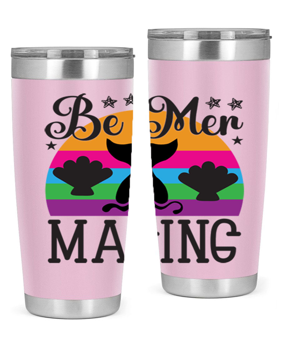 Be mer maging 57# Mermaid Tumbler, a stylish 20oz stainless steel tumbler with double wall vacuum insulation and a drink-thru lid.