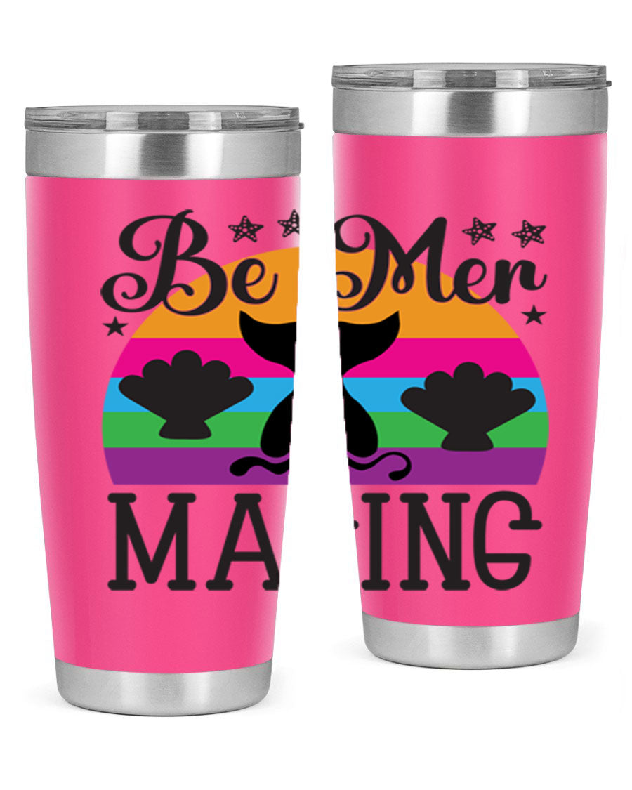 Be mer maging 57# Mermaid Tumbler, a stylish 20oz stainless steel tumbler with double wall vacuum insulation and a drink-thru lid.