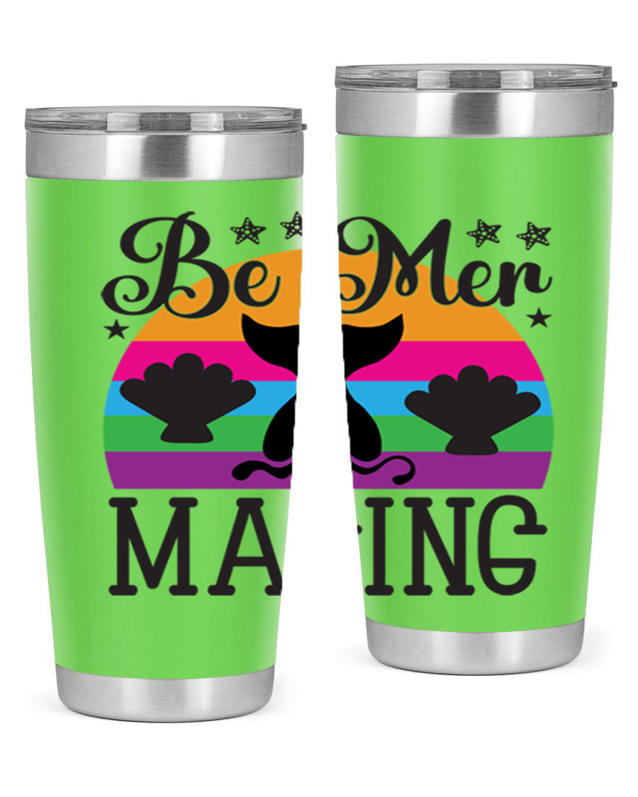 Be mer maging 57# Mermaid Tumbler, a stylish 20oz stainless steel tumbler with double wall vacuum insulation and a drink-thru lid.