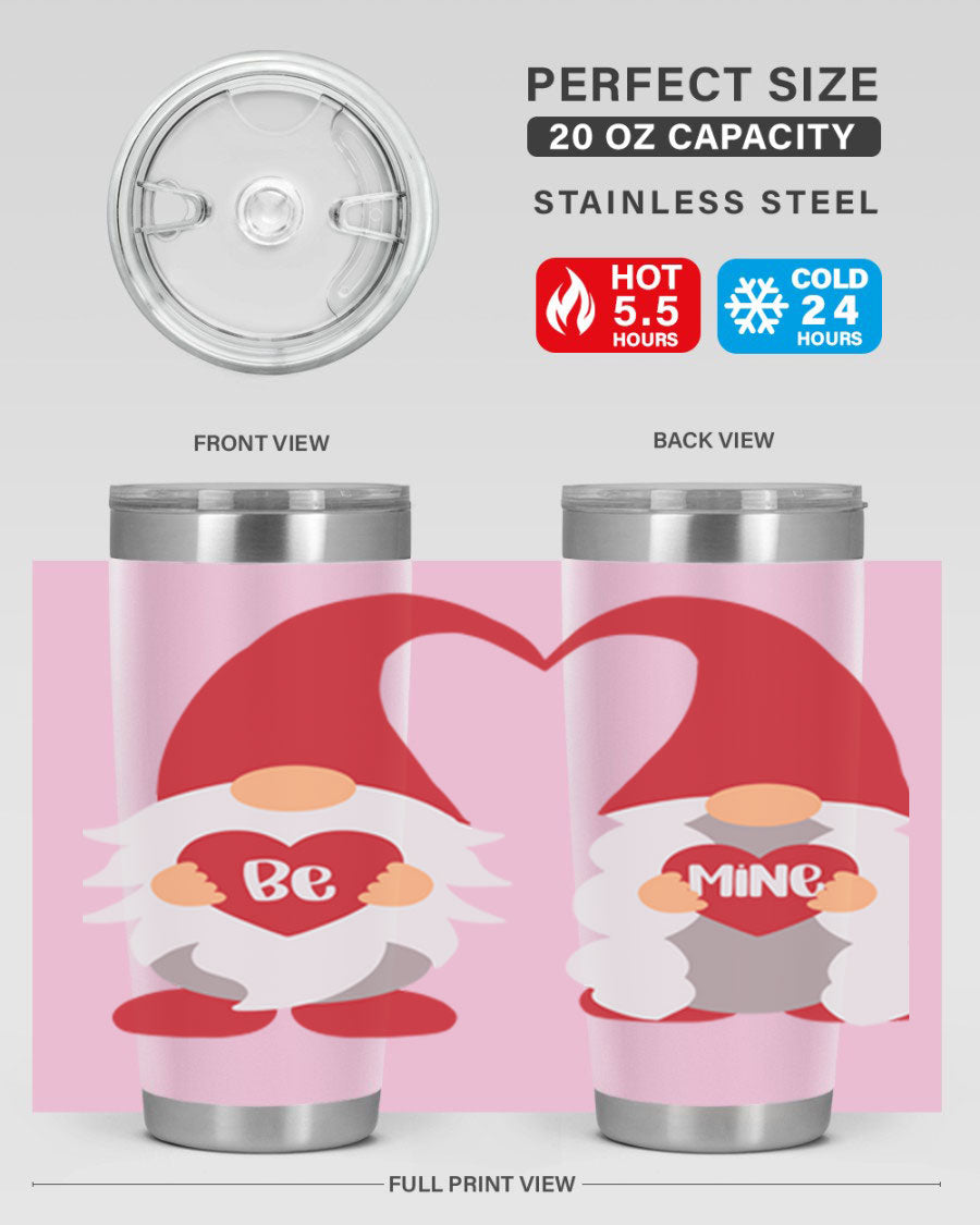 Be Mine 30oz Valentine's Day Tumbler in stainless steel with a drink-thru lid, designed for hot and cold beverages.