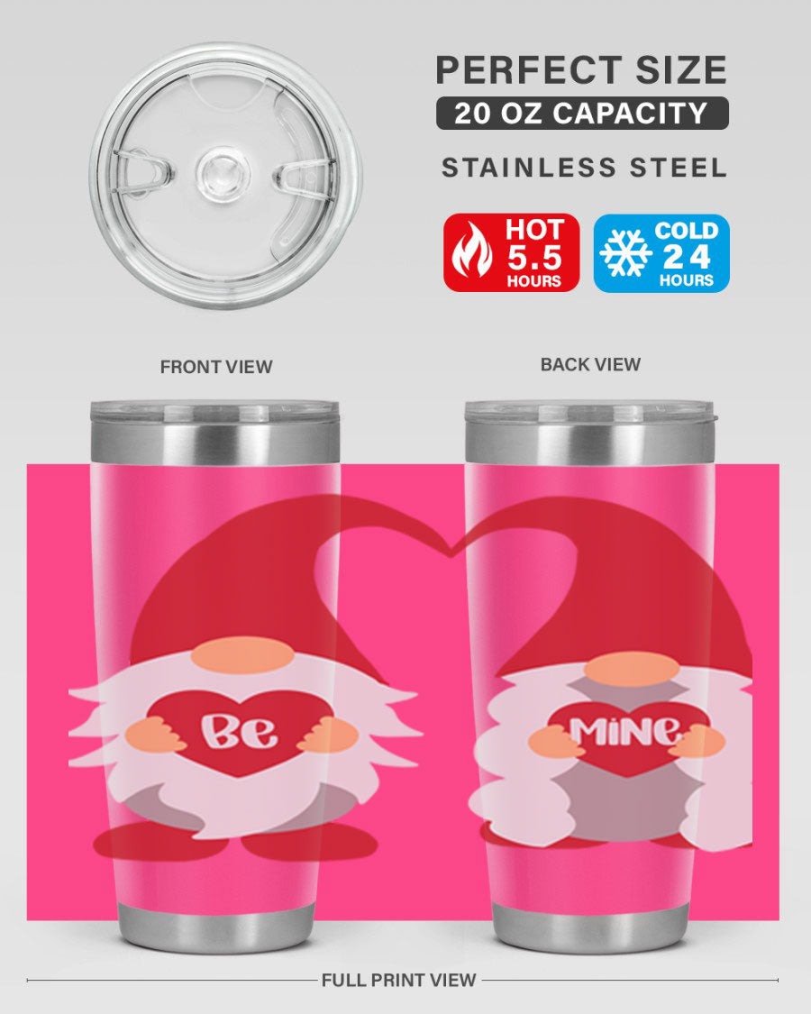 Be Mine 30oz Valentine's Day Tumbler in stainless steel with a drink-thru lid, designed for hot and cold beverages.