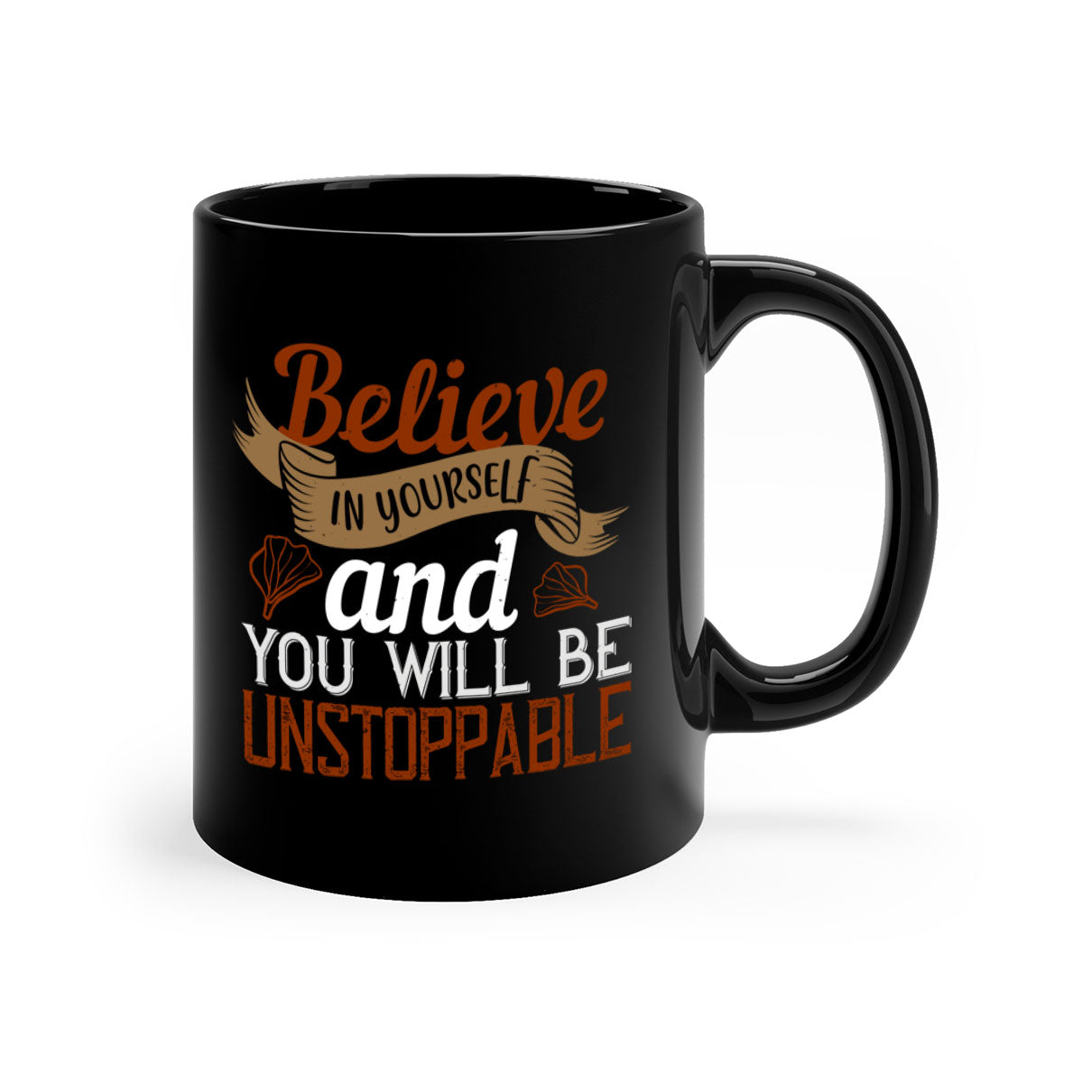 A stylish two-tone ceramic mug with a motivational quote, featuring a colored handle and glossy finish, available in multiple colors.