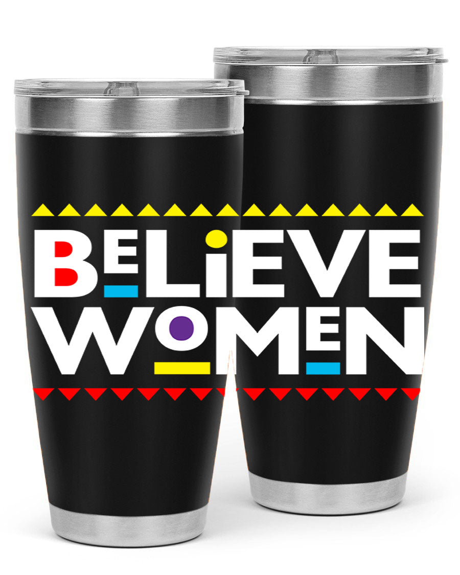 Believewomen 254# Cotton Tank featuring bold black empowering phrases on a soft cotton fabric, perfect for casual wear.