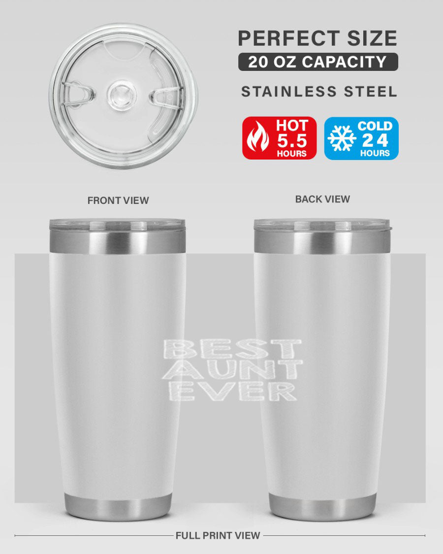 Best Aunt Ever Tumbler in stainless steel with a stylish design, perfect for hot and cold beverages.