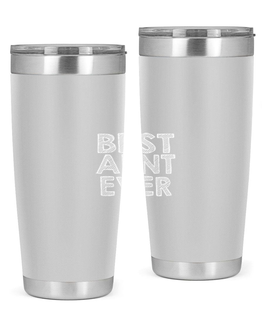 Best Aunt Ever Tumbler in stainless steel with a stylish design, perfect for hot and cold beverages.