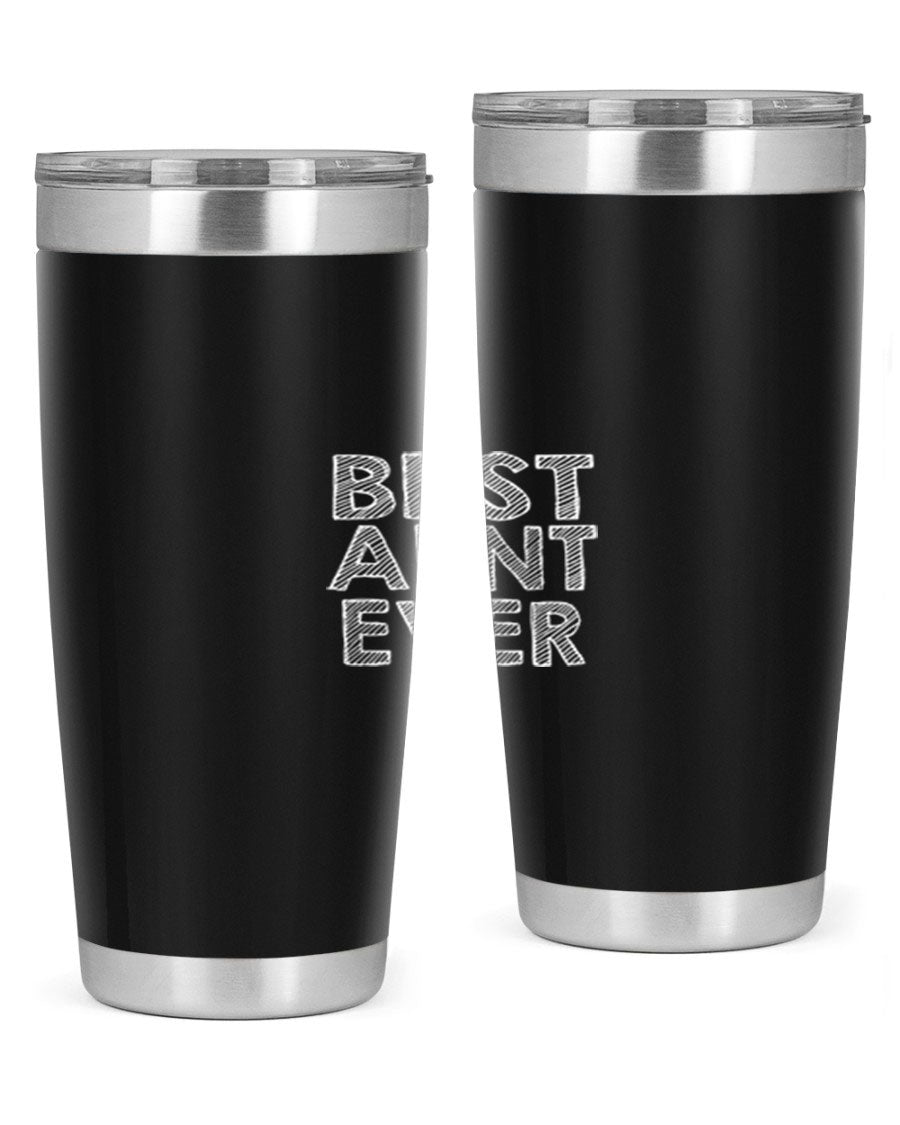 Best Aunt Ever Tumbler in stainless steel with a stylish design, perfect for hot and cold beverages.